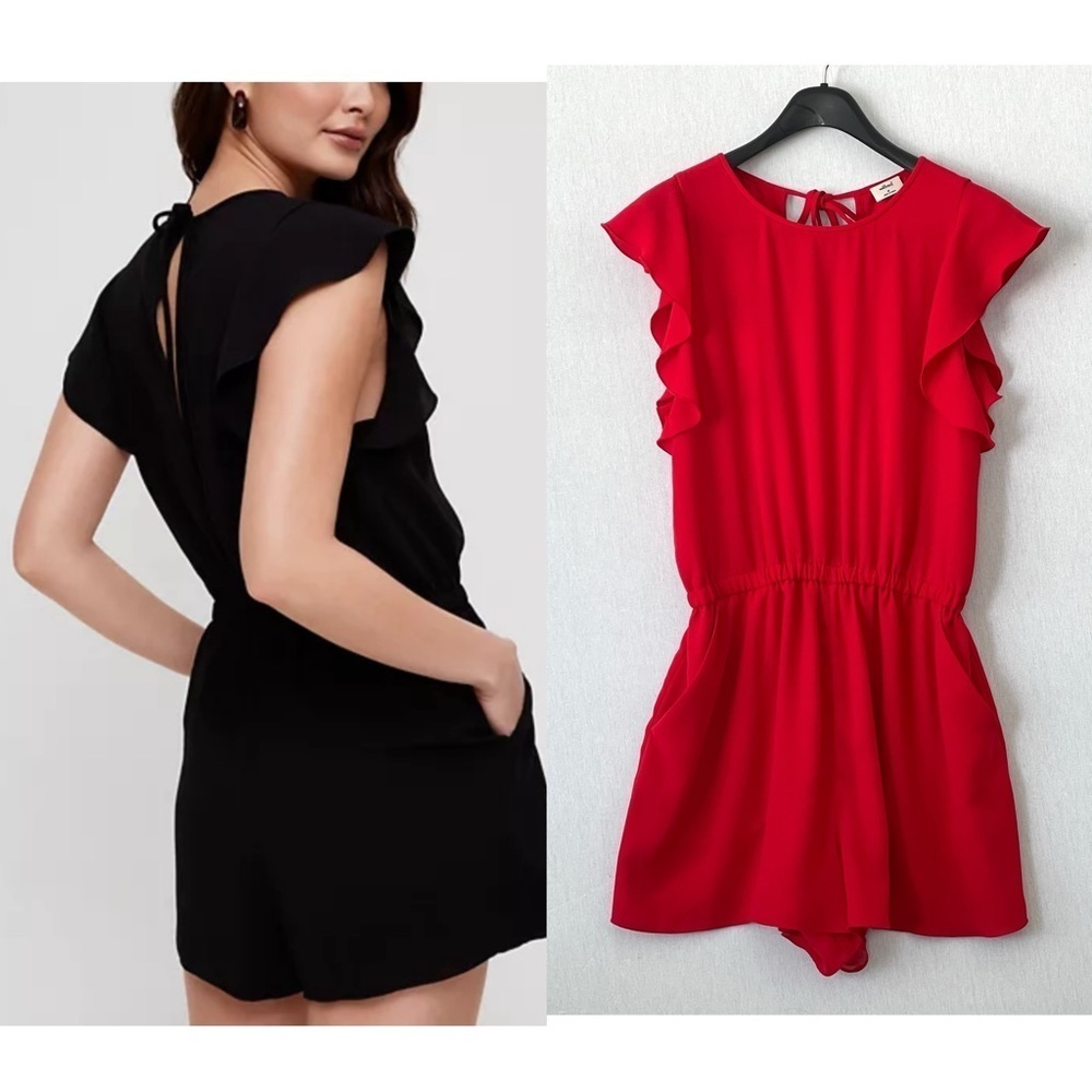 Aritzia Wilfred Fleurette Romper in Red